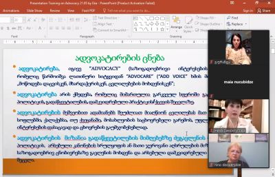 ტრენინგები ადვოკატირების თემაზე