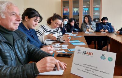 A training with the members of the women initiative group of the village Koki - &quot;Women and youth in peace movement, promoting the implementation of UN resolutions 1325 and 2250&quot;.